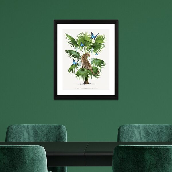 Leopard Palm Framed Print Green