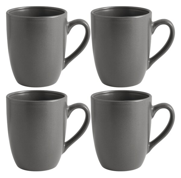 Set of 4 Charcoal Stoneware Mugs Charcoal