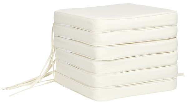 Outsunny Garden Chair Cushions: Set of 6 Plush Seat Pads for Alfresco Comfort, 42Lx42Wx5T cm, Cream White