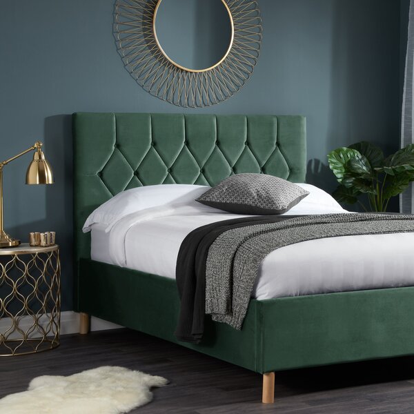 Loxley Velvet Ottoman Bed Green