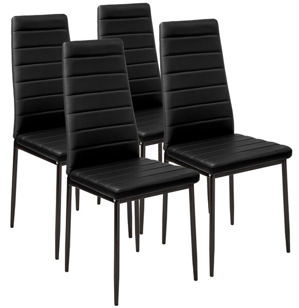 Tectake 401843 synthetic leather dining chairs | set of 4 - black