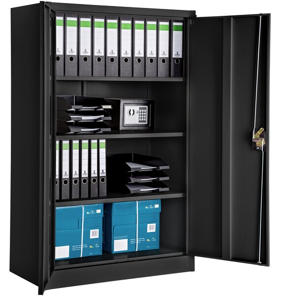 Tectake 402937 filing cabinet with 4 shelves 140 x 90 x 40 cm - black