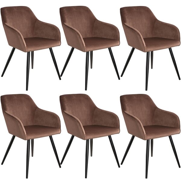 Tectake 404044 accent chair marilyn | set of 6 with black legs - brown/black
