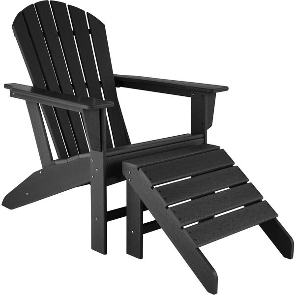 Tectake 403802 garden chair with footstool in an adirondack design - black