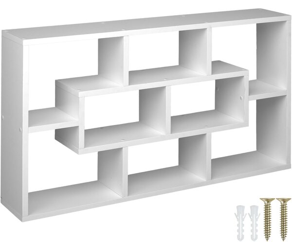 Tectake 403609 decorative floating shelf | 8 compartments - white