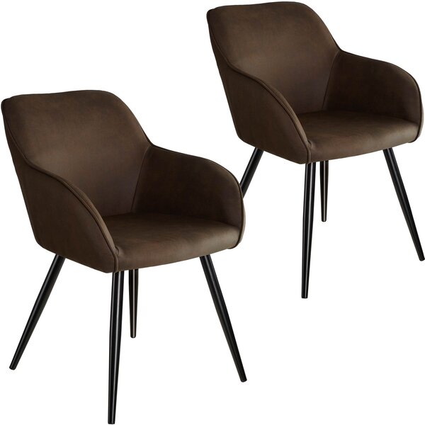 Tectake 404070 accent chair marilyn with armrests | set of 2 - dark brown/black