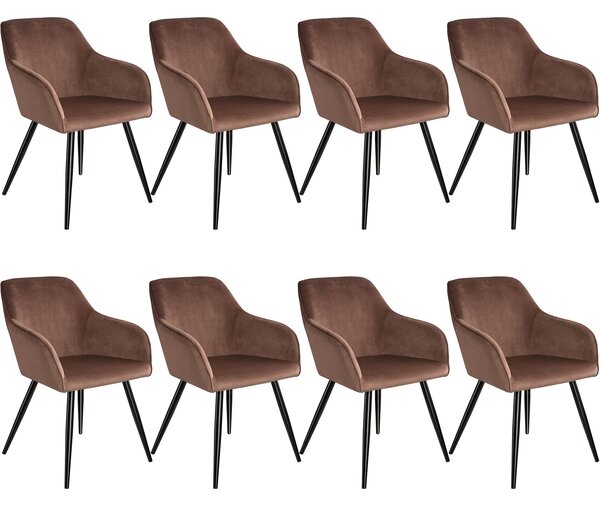 Tectake 404045 accent chair marilyn | set of 8 with black legs - brown/black