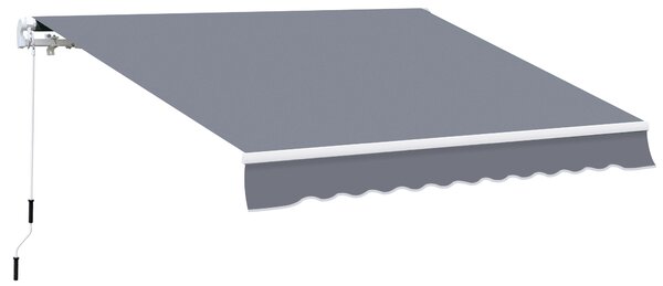 Outsunny Waterproof Garden Patio Manual Awning Canopy Sun Shade Shelter Retractable 4m x 3m-Grey Aosom UK