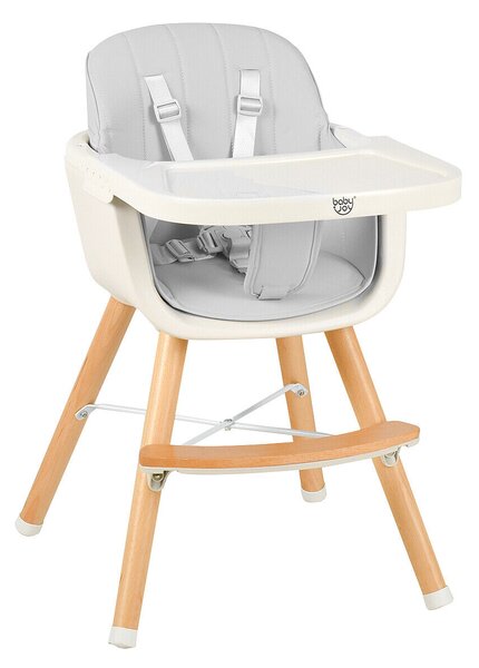 Costway 3 in 1 Baby High Chair with Adjustable Legs and Tray for Dining-Grey