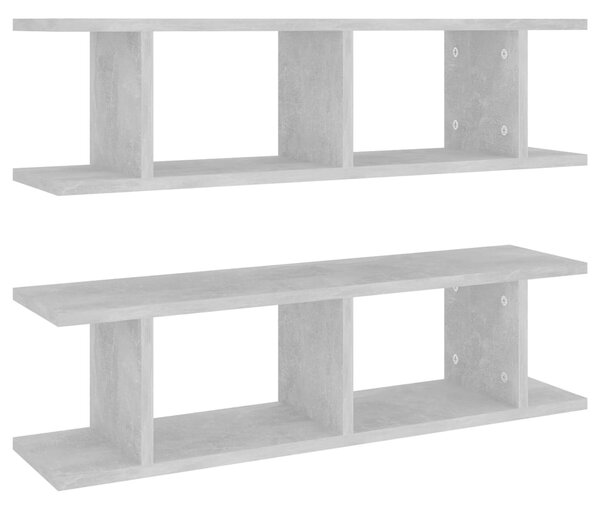 Wall Shelves 2 pcs Concrete Grey 75x18x20 cm Engineered Wood