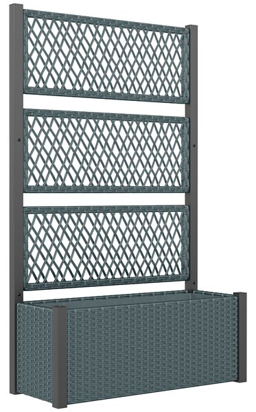 Outsunny Garden Planter Box with Trellis, Liner for Climbing Plants, Vegetables, Flowers, 90 x 35 x 148 cm, Charcoal Grey