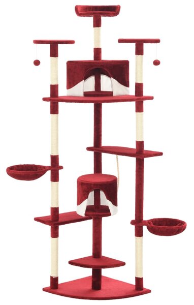 Cat Tree with Sisal Scratching Posts 203 cm Red and White