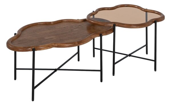 Centre Table Black Natural Crystal Iron Rubber wood 89 x 50 x 40 cm (2 Units)