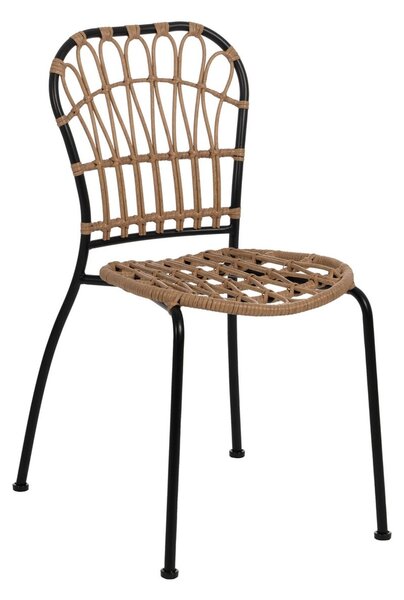 Dining Chair Black Natural Steel 51 X 58 X 87 CM