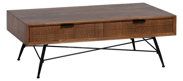 Centre Table LAGOM Black Natural Iron Rubber wood 120 x 60 x 40 cm