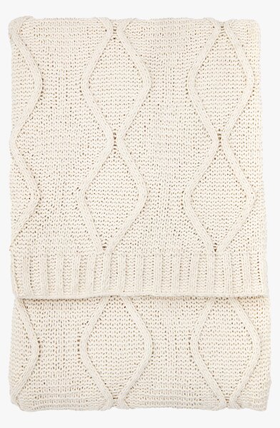 Dawdler Chenille Cable Throw in Cream