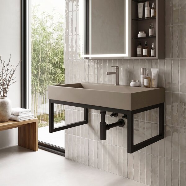 Conglomerate washbasin Rea GOYA TAUPE 70CM + Frame
