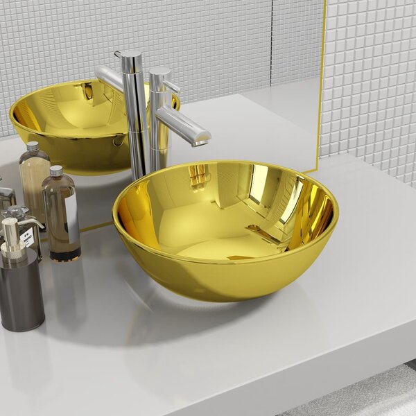Wash Basin 28x10 cm Ceramic Gold