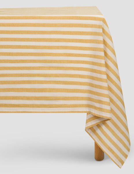 Honey Pembroke Stripe Linen Blend Tablecloth | Medium | Piglet in Bed