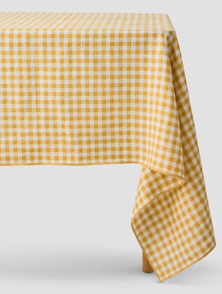 Honey Gingham Linen Blend Tablecloth | Medium | Piglet in Bed