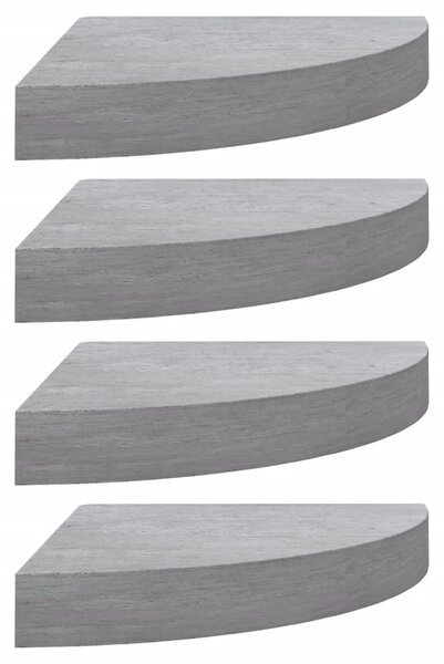 Wall Corner Shelves 4 pcs Concrete Grey 25x25x3.8 cm MDF