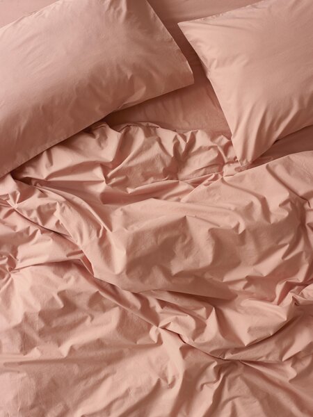 Blush Pink Washed Cotton Percale Duvet Cover | King | Piglet in Bed