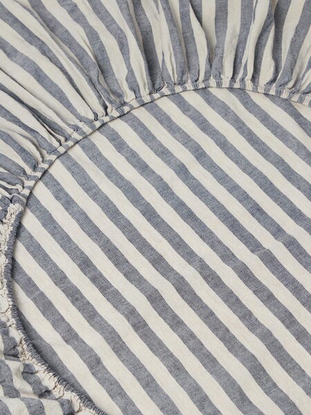 Atlantic Pembroke Stripe Linen Blend Fitted Sheet | Single | Piglet in Bed