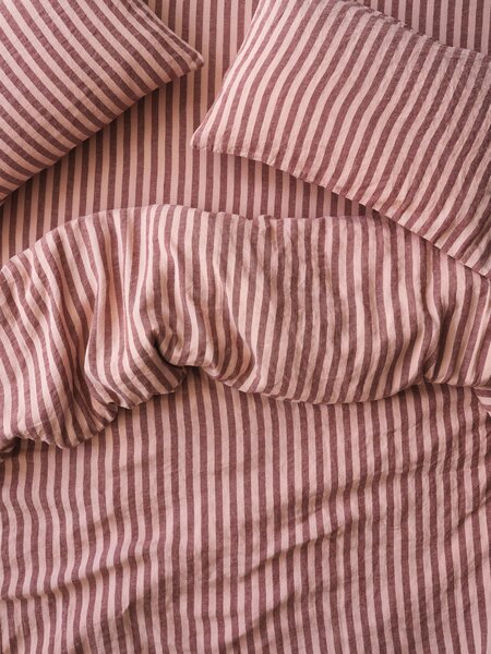 Rhubarb & Rose Pembroke Stripe Linen Blend Duvet Cover | Single | Piglet in Bed
