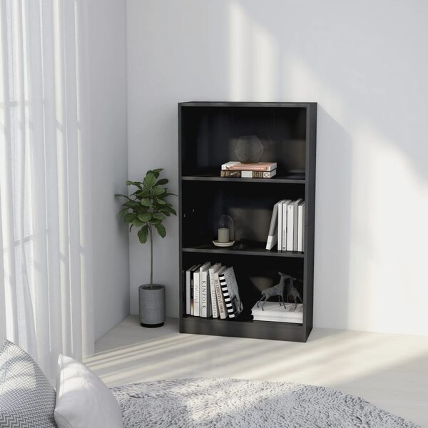 3-Tier Book Cabinet High Gloss Grey 60x24x109 cm Engineered Wood