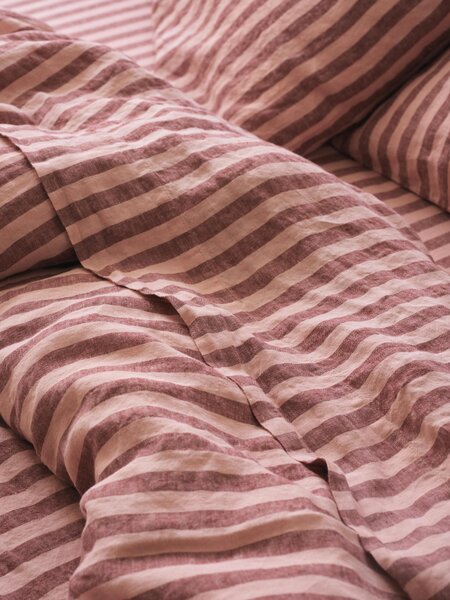Rhubarb & Rose Pembroke Stripe Linen Blend Flat Sheet | Single | Piglet in Bed