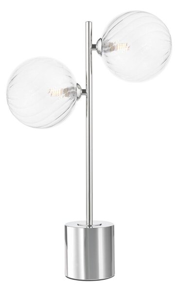 Dar Wisebuys Spiral 2 Light Table Lamp In Polished Chrome With Twisted Glass