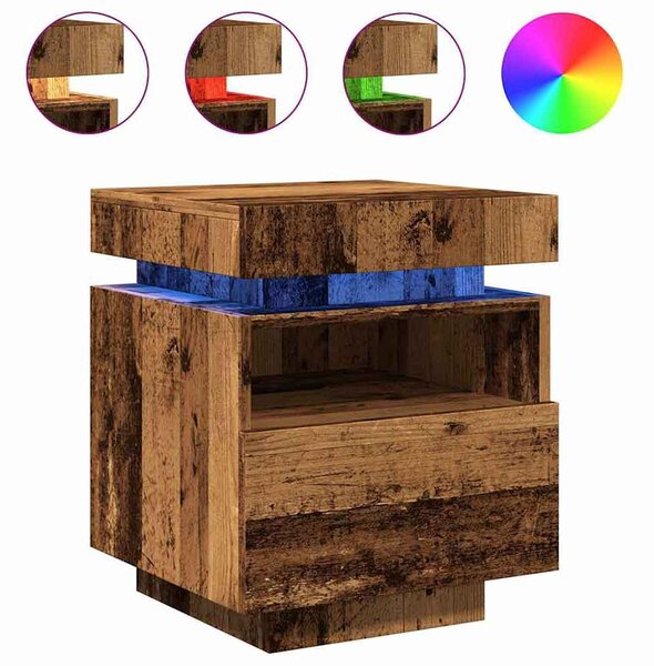 Syracuse Wooden Bedside Cabinet With 1 Drawer And LED - Brown