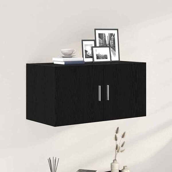 Baina 80cm Wall Hung Wooden Storage Cabinet With 2 Doors - Black Oak