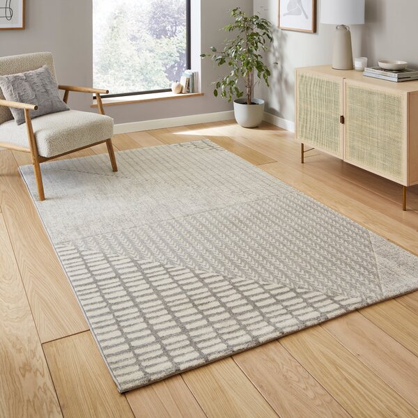 Catherine Lansfield Larsson Modern Abstract Rug Grey