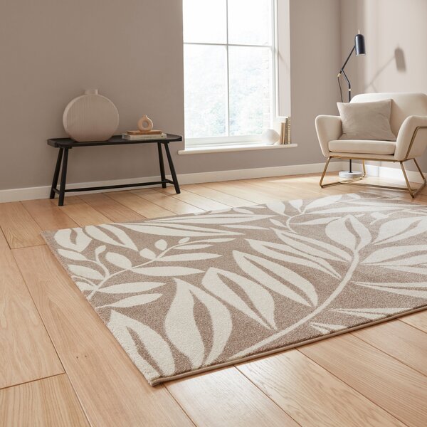 Catherine Lansfield Sorral Leaves Botanical Rug Natural