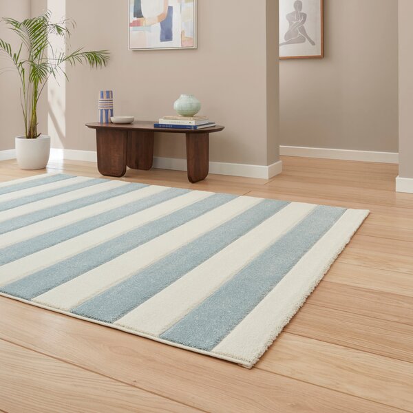 Catherine Lansfield Cove Stripe Modern Linear Rug Blue