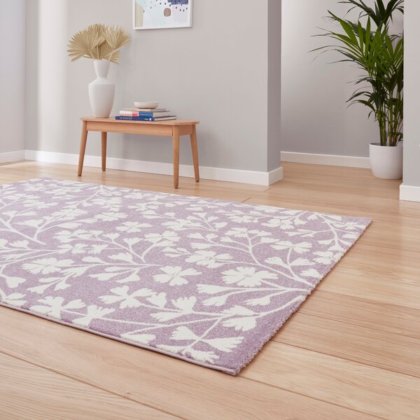 Catherine Lansfield Grace Floral Rug Lilac