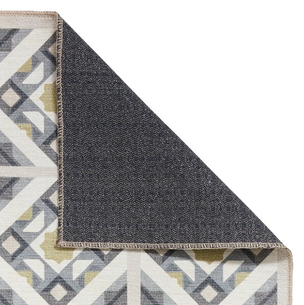 Victoria H1187 Washable Rug Grey Yellow