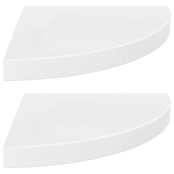 Floating Corner Shelves 2 pcs High Gloss White 35x35x3.8 cm MDF