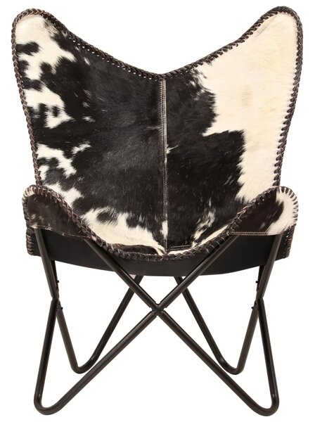 Butterfly Chair Black and White Genuine Goat Leather