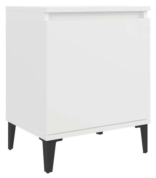 Bed Cabinet with Metal Legs White 40x30x50 cm