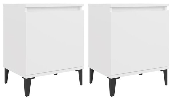 Bed Cabinets with Metal Legs White 40x30x50 cm