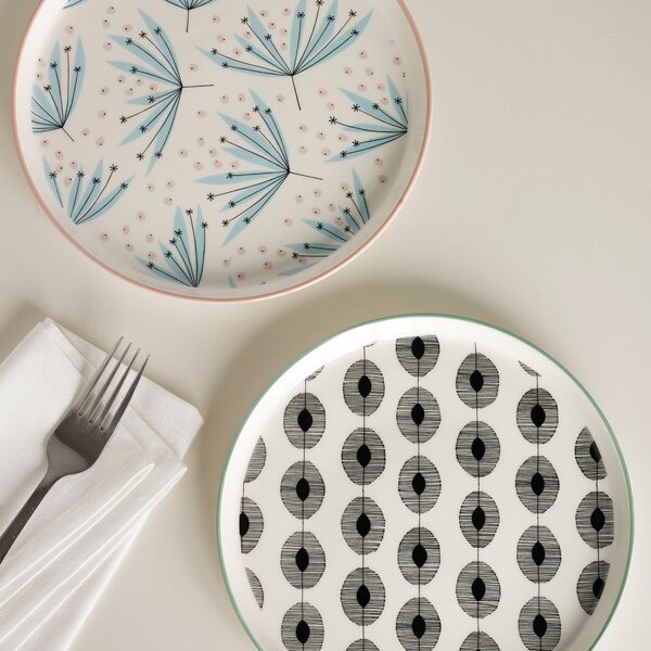 Set of 2 MissPrint Wildflower Side Plates White