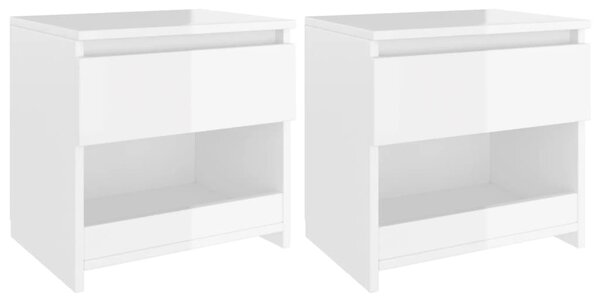 Bedside Cabinets 2 pcs High Gloss White 40x30x39 cm Engineered Wood