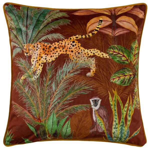 Aranya Cheetah Filled Cushion 43cm x 43cm Rust