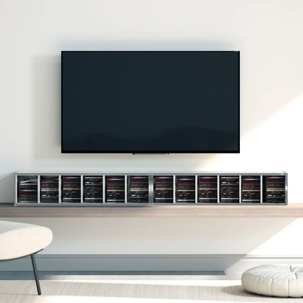 HOMCOM Set of 2 CD Media Display Shelf Unit Tower Rack with Adjustable Shelves, High Gloss Grey