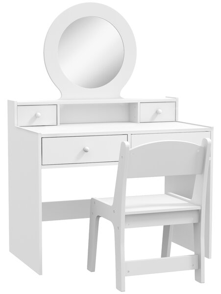AIYAPLAY Kids Dressing Table Set Kids Make up Table with Stool and Mirror, Storage Drawers, Gift for Aged 3-8