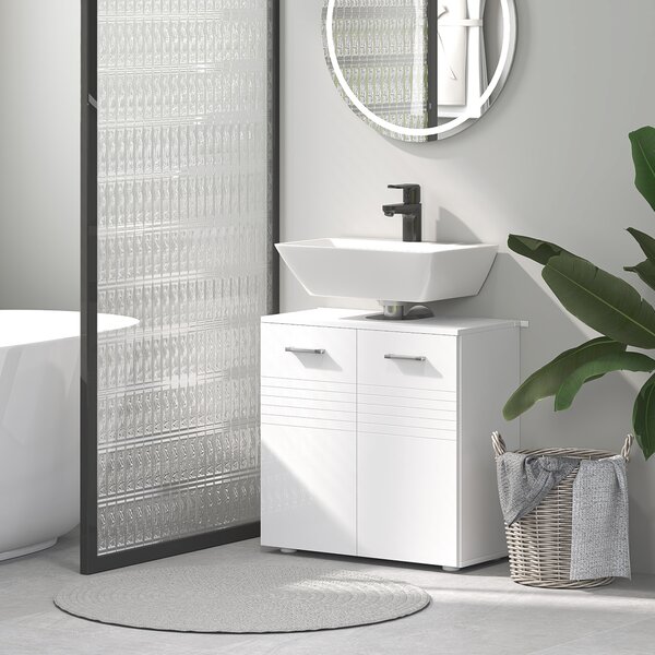 Kleankin Pedestal Under Sink Cabinet: Bathroom Vanity Storage Cupboard with Adjustable Shelf, White Colour Aosom UK