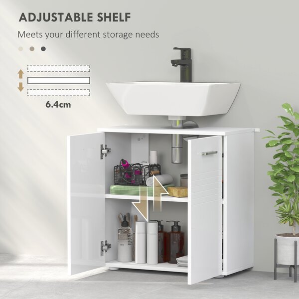 Kleankin Pedestal Under Sink Cabinet: Bathroom Vanity Storage Cupboard with Adjustable Shelf, White Colour Aosom UK