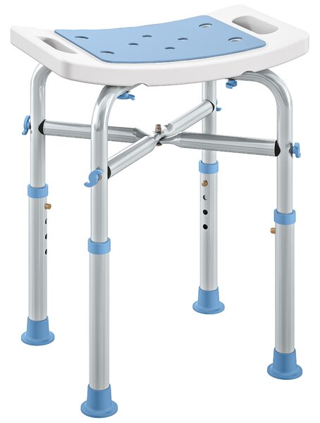 HOMCOM 44-51.5cm Aluminium Frame Shower/Bath Stool - Light Blue